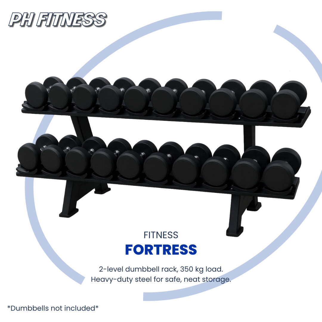 PH Fitness Dumbbell Rek – 2-Laags - 10 Paar Ronde Dumbbells