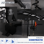 Constructiedetails van de PH Fitness Corner Smith Machine met pulley, optrekstang en haltersteunen