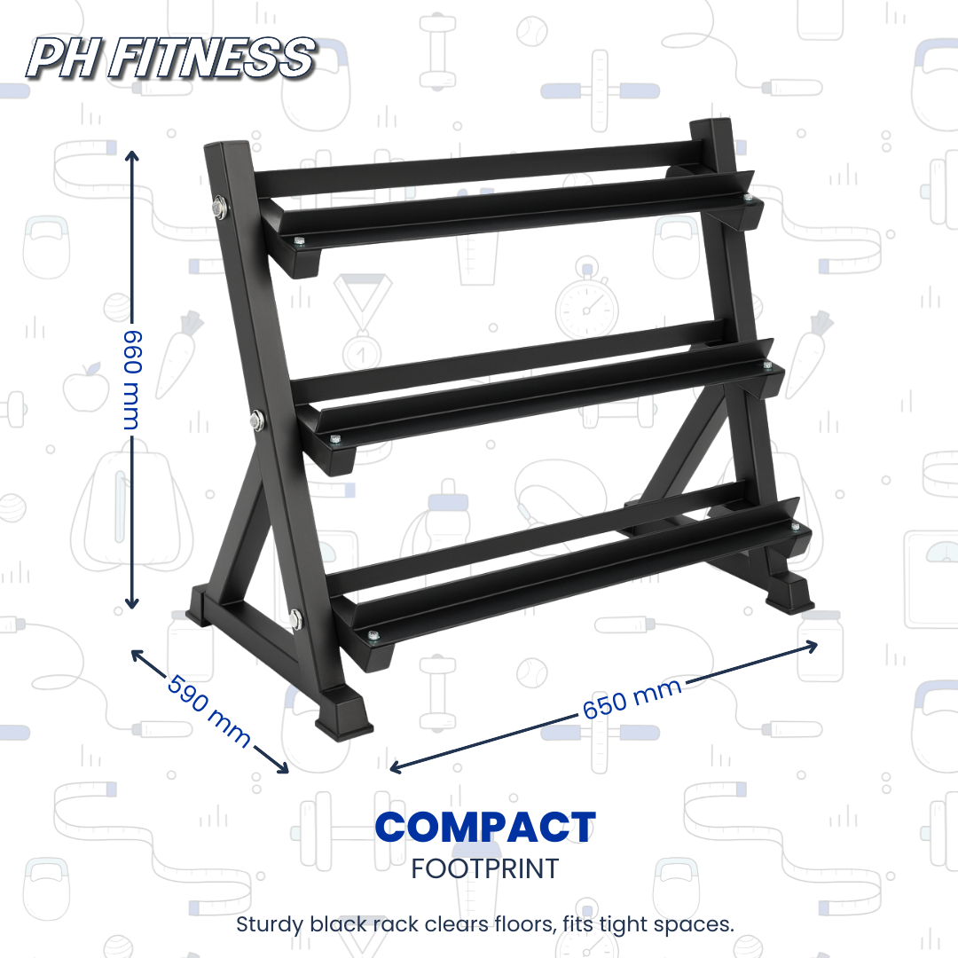 Dumbbell Rek – 3-Laags Professioneel Ontwerp 2,5KG–25KG of 2KG-20KG