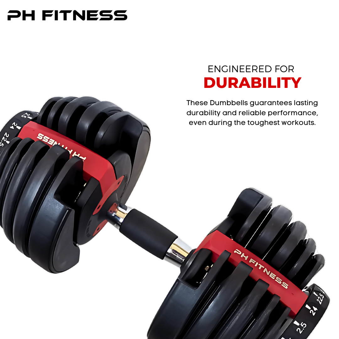 PH Fitness Verstelbare Dumbbells Set t/m 24KG | 2 STUKS |  Dumbell | Gewichten