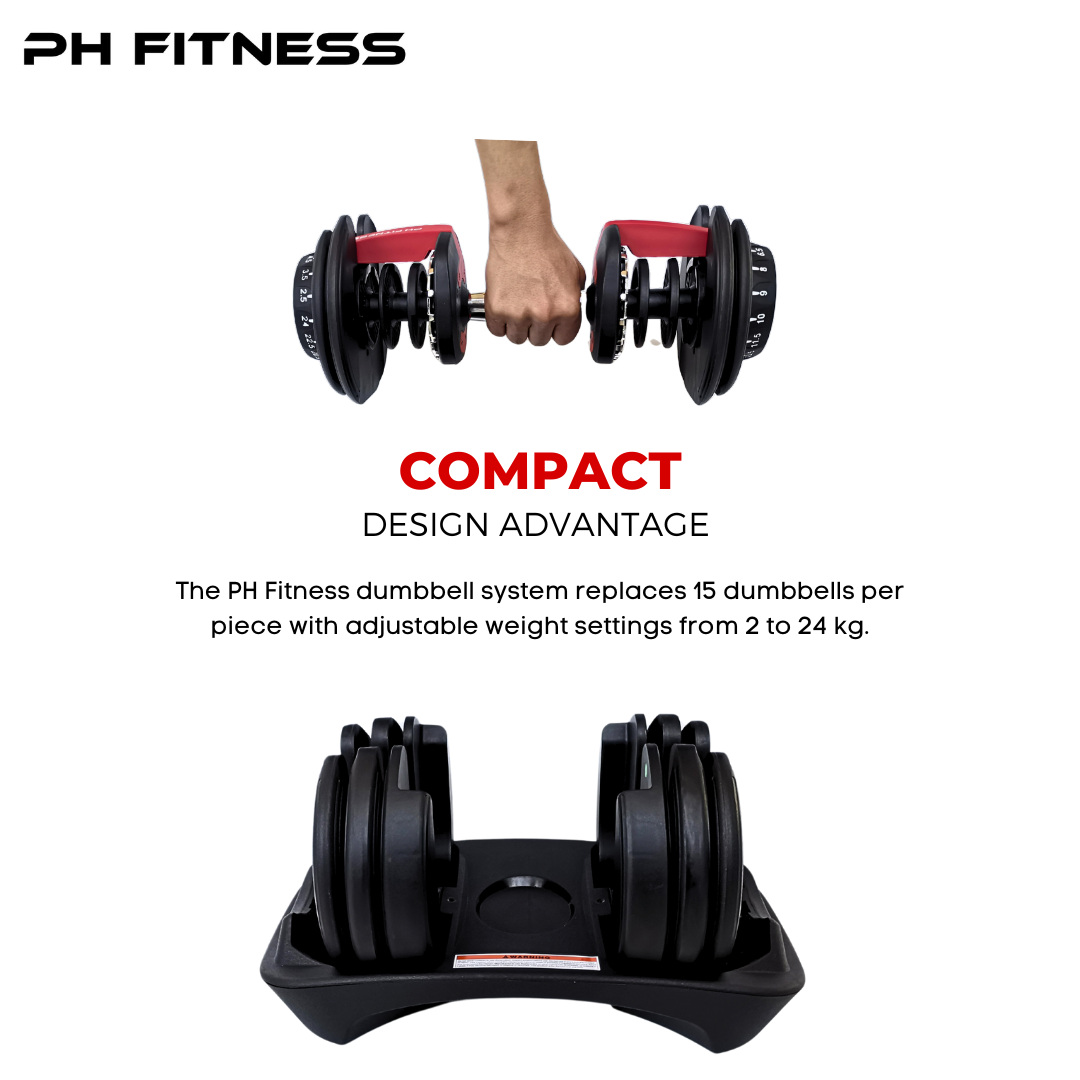 PH Fitness Verstelbare Dumbbells Set t/m 24KG | 2 STUKS |  Dumbell | Gewichten