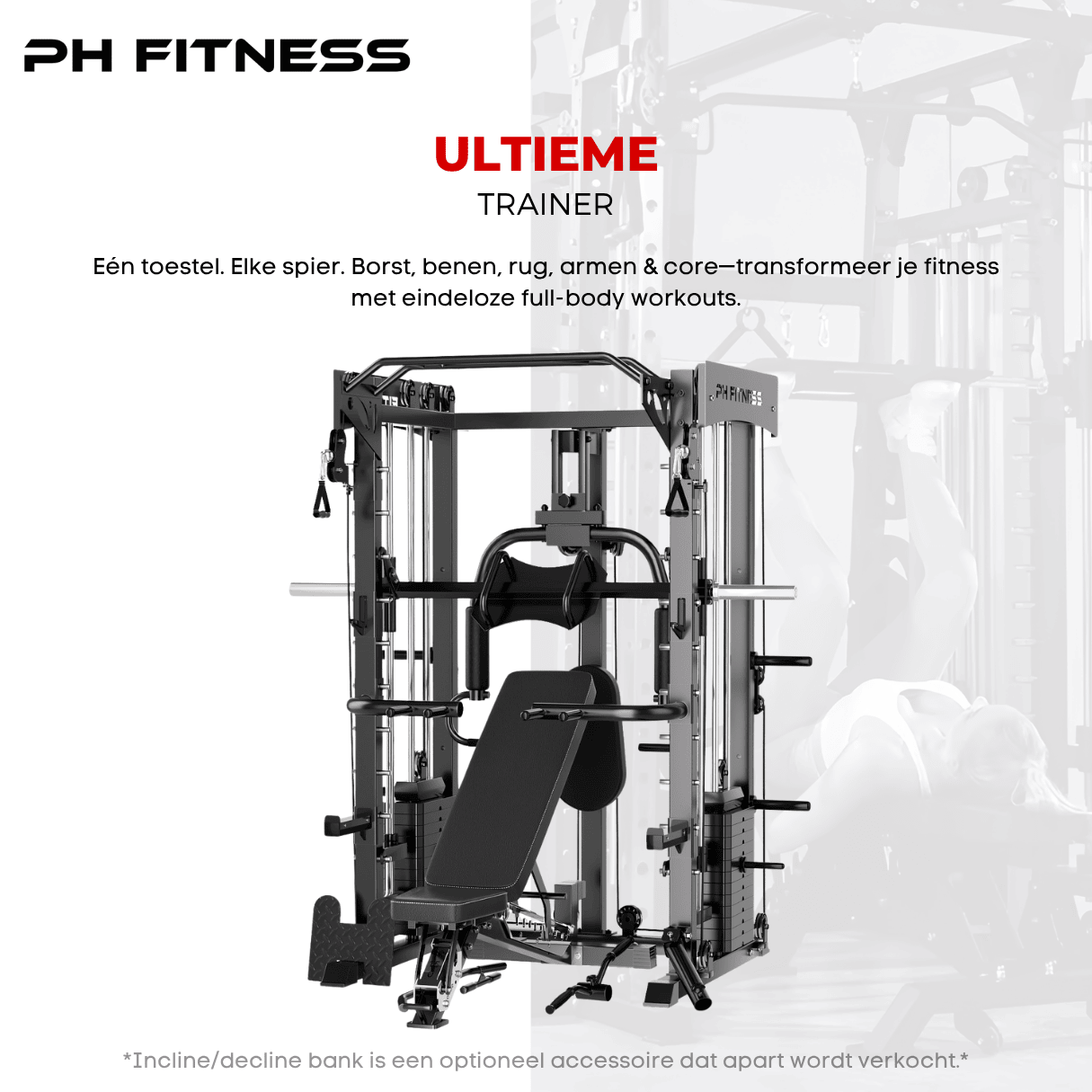 All - in - One Home Gym – 160KG Gewichtstapel – Smith Machine + Kabelsysteem – Full Body Krachtstation - PH Fitness