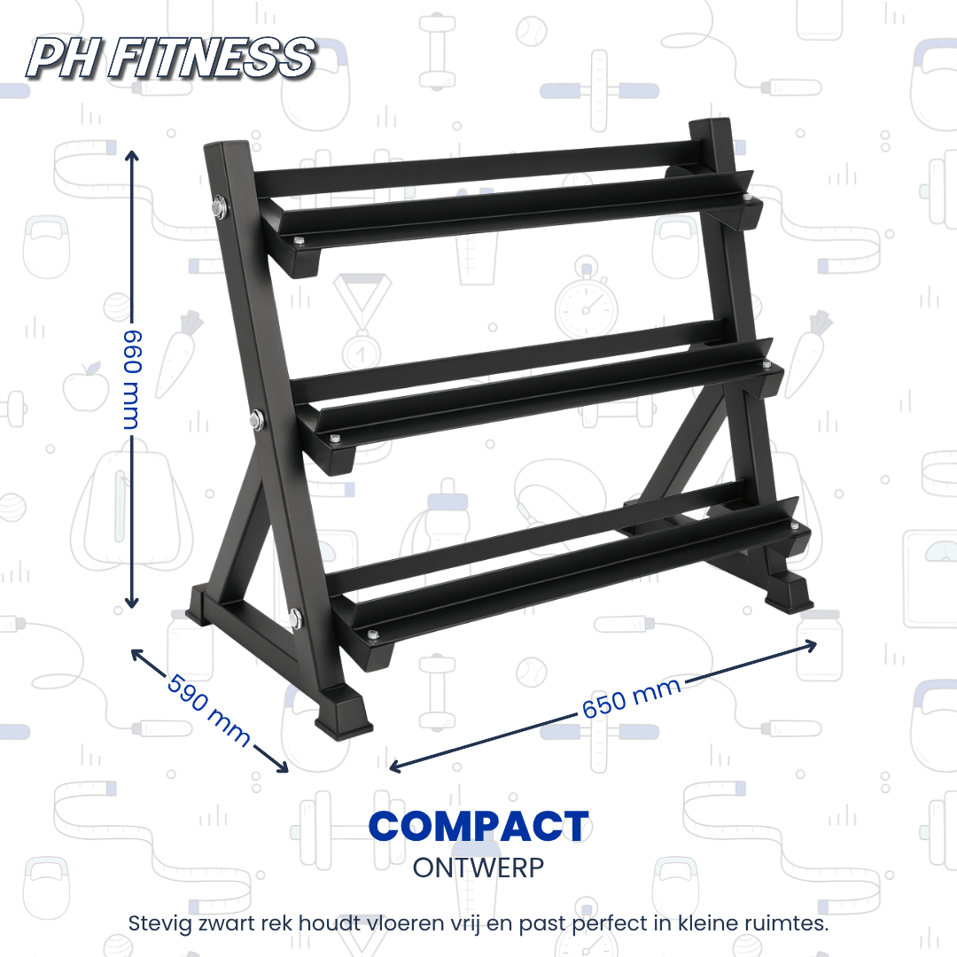 Hexa Dumbbell Set - 1 t/m 10KG - 12.5 t/m 20KG - Dumbbell Rack - Physical Sports Group B.V.