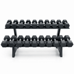 Hexa Dumbbell Set 2–20 kg met Rack – Complete Halterset 220 kg – Rubber Zeshoekige Dumbbells met Vaste Gewichtsstappen voor Home Gym & Fitness - PH Fitness