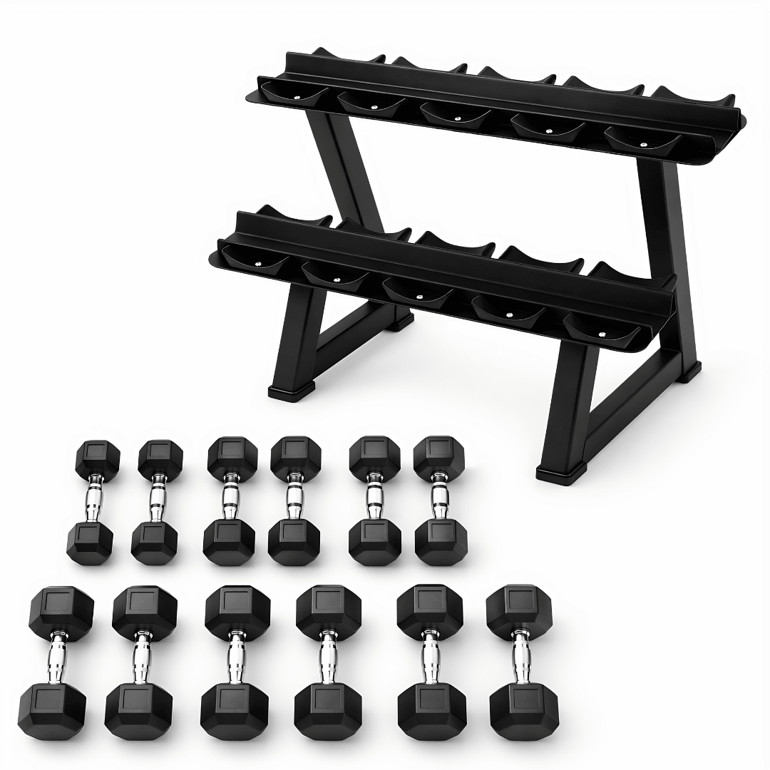 Hexa Dumbbell Set - 2.5 t/m 15KG met Dumbbell Rack - Physical Sports Group B.V.