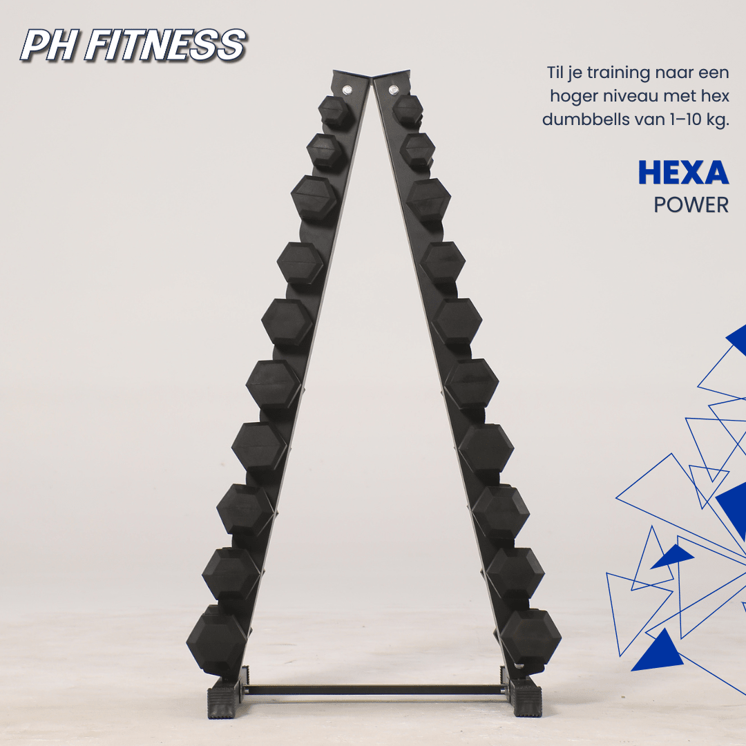 Hexa Dumbbell Set met Verticaal Rek - 1 t/m 10KG - Physical Sports Group B.V.