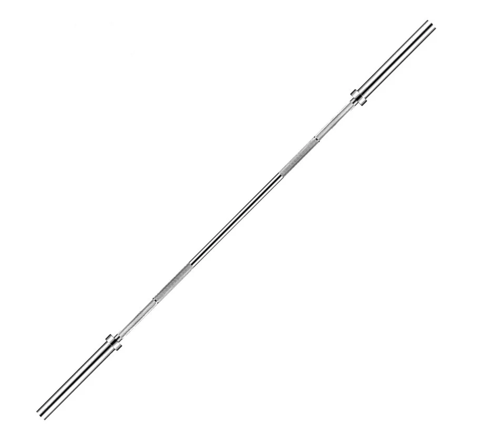Zilverkleurige PH Fitness olympische halterstang van 220 cm, volledig diagonaal op witte achtergrond