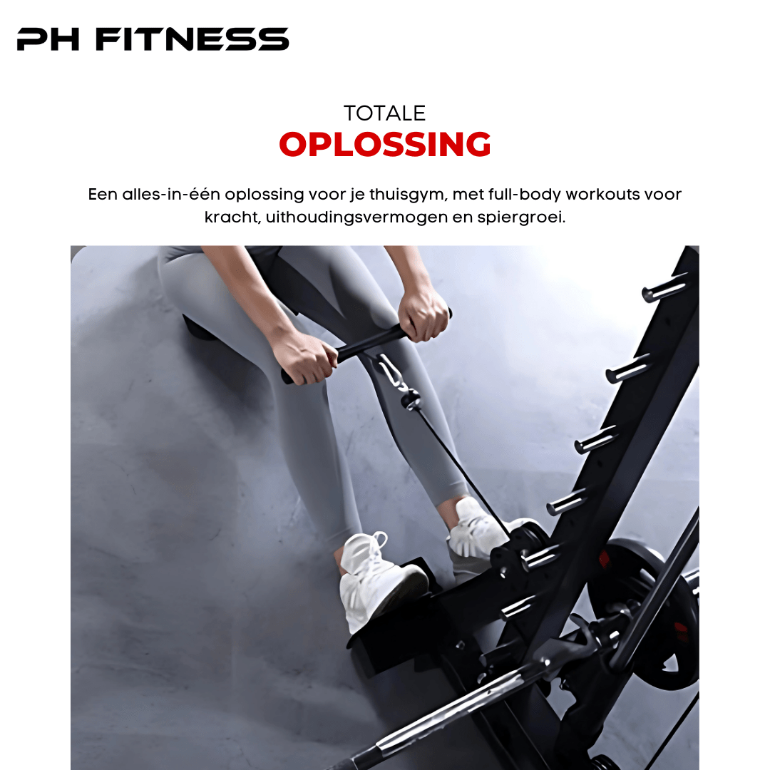 Premium Power Rack met Smith Machine, Leg Press en 160KG Gewichtsstapel - PH Fitness