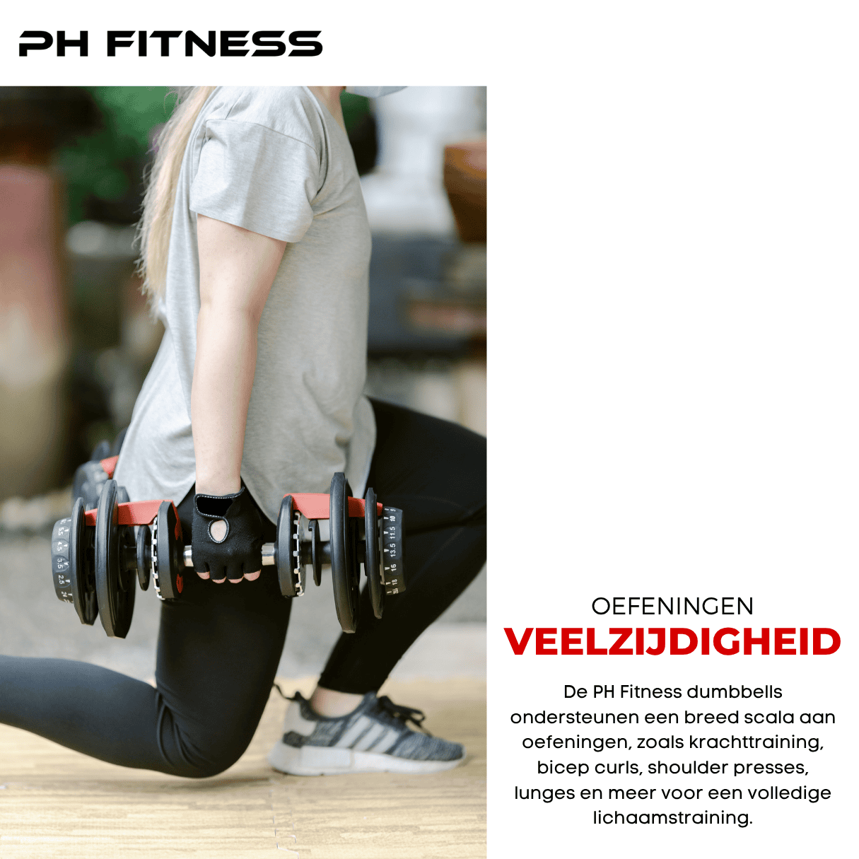 Verstelbare Dumbbells Set 24KG - Rood - PH Fitness